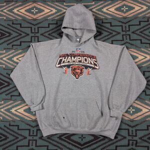 VINTAGE Chicago Bears Hoodie Mens 2XL Gray Conference Champion Sweatshirt 2006